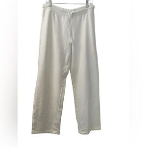 Zena Sport Women’s Large White Wide-Leg Sweatpants Cotton Blend Lounge